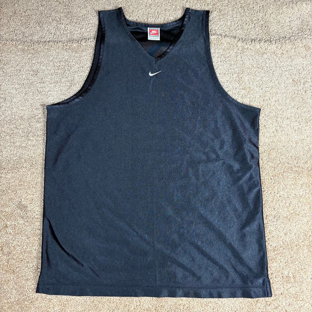 Vintage Nike Tank Top USA Center Swoosh Black Satin Polyester Men’s Sz L